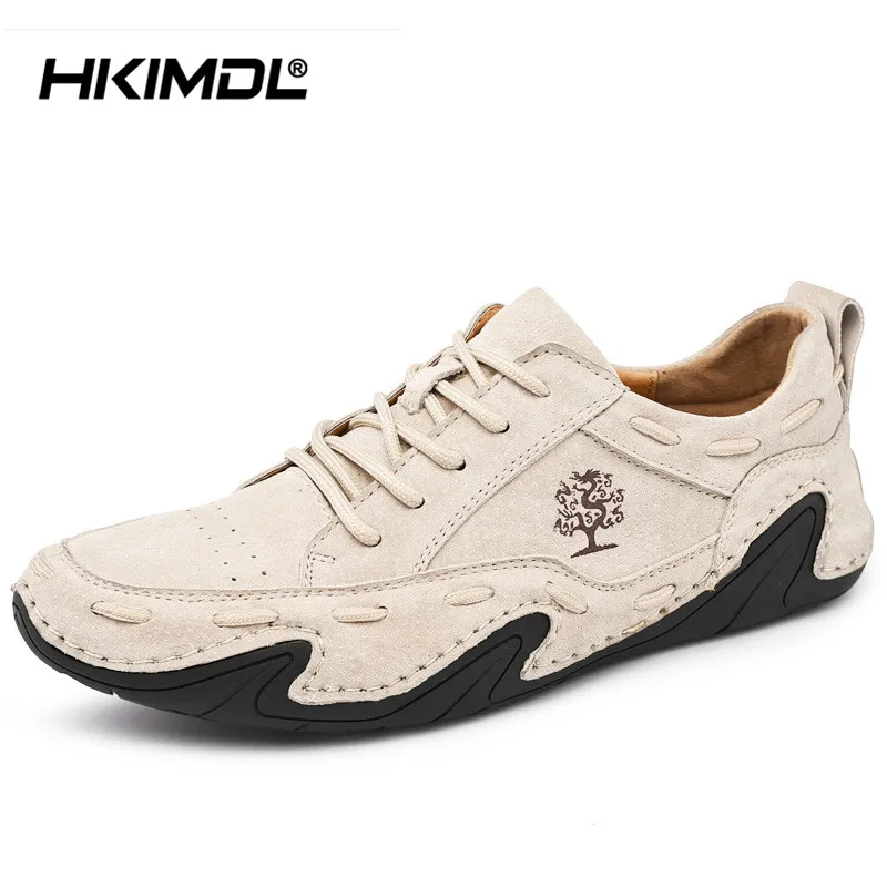 

HKIMDL Men Loafers Shoes Drop Shipping Handmade Men Sneakers High Quality Split Leather Shoes Men Flat Moccasins Shoes
