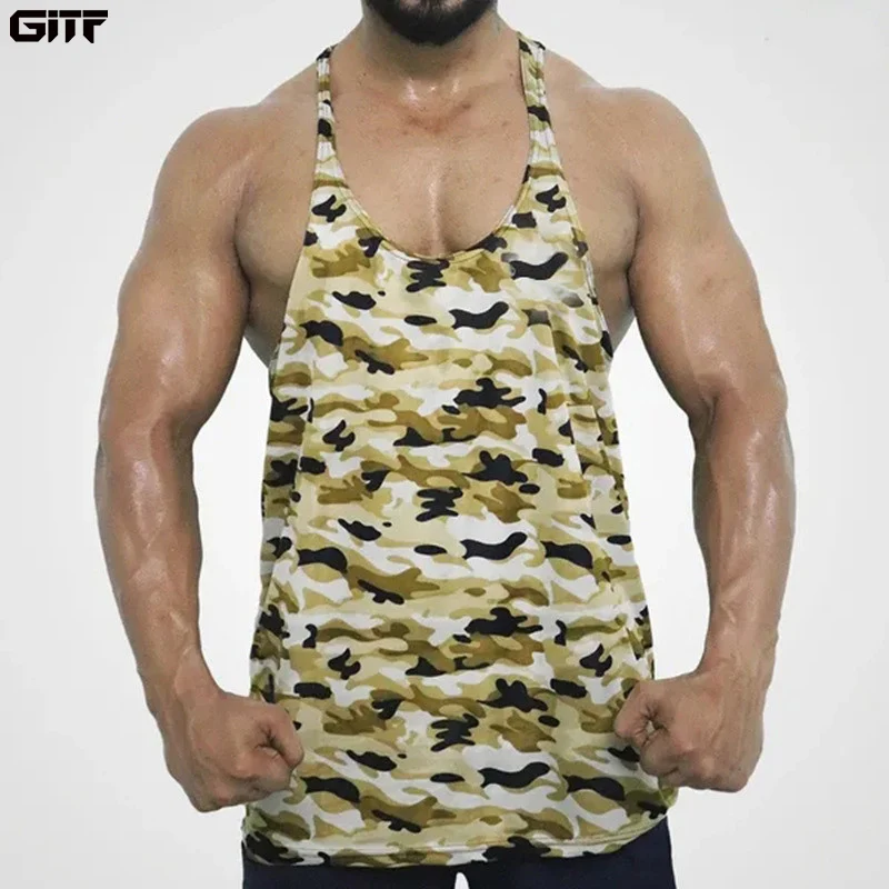 

GITF Running tank top Men Quick-drying Sports Training Camouflage Bodybuilding Muscle Fit Gym Tank Top Workout Fitness Vest