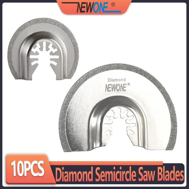 NEWONE Diamond Semicircle Oscillating Saw Blades Quick Release Mortar Cutting Saw Blades for Grout Removal Soft Tile