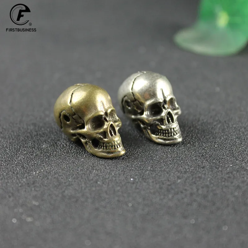 Punk Copper Skull Head Miniatures Figurines Desk Decorations Vintage Brass Home Decor Ornaments Crafts Handmade Antique Men Gift