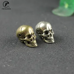 Miniaturas de cabeza de calavera de cobre Punk, decoraciones de escritorio, adornos de latón Vintage, artesanías hechas a mano, regalo antiguo para hombres