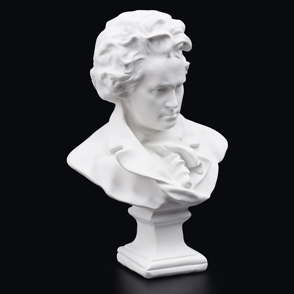 Estatua clásica realista de Beethoven de 15cm, compositor de música de resina, esculturas de figuras de busto de yeso para músico, suministros para bocetos de artistas