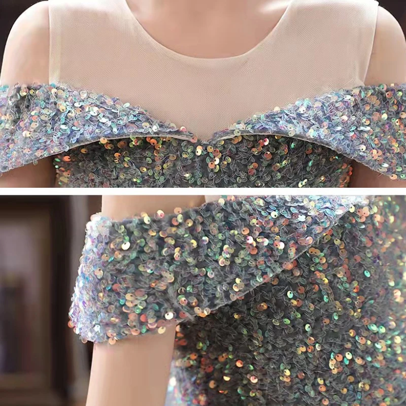 Teen Girl Children Shiny Long Dress Birthday Luxury Party Evening Sequin Dresses Kids Prom Wedding Ball Gown Fashion 5 7 12 Year