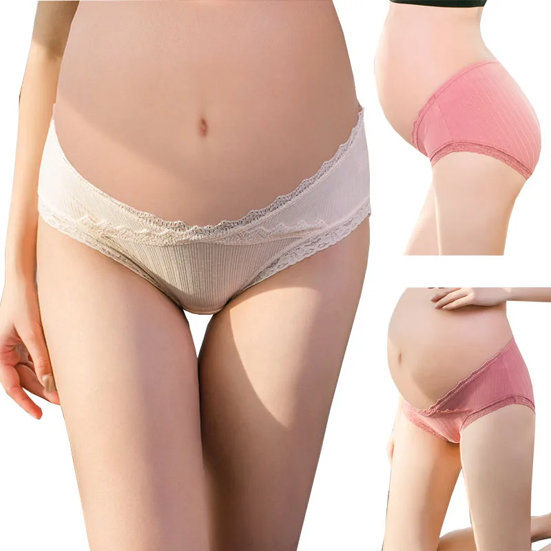 

Pack of three women Pregnant panties cotton antibacterial low-waist underwear post-partum large size panties maternity underpant