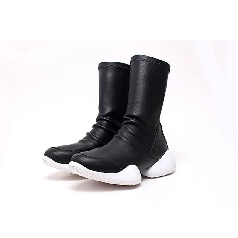 

Mid-Calf Men Sock Shoes Boots Flock Luxury Trainers Riding Winter Casual Sneakers Lovers Flats Shoes Black Plus Size 45 Boots