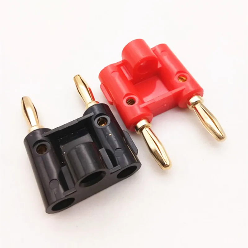 Conector Banana de doble fila de 4mm, adaptador de enchufe de altavoz chapado en oro, enchufe de Audio de dos posiciones, enchufe cruzado de linterna