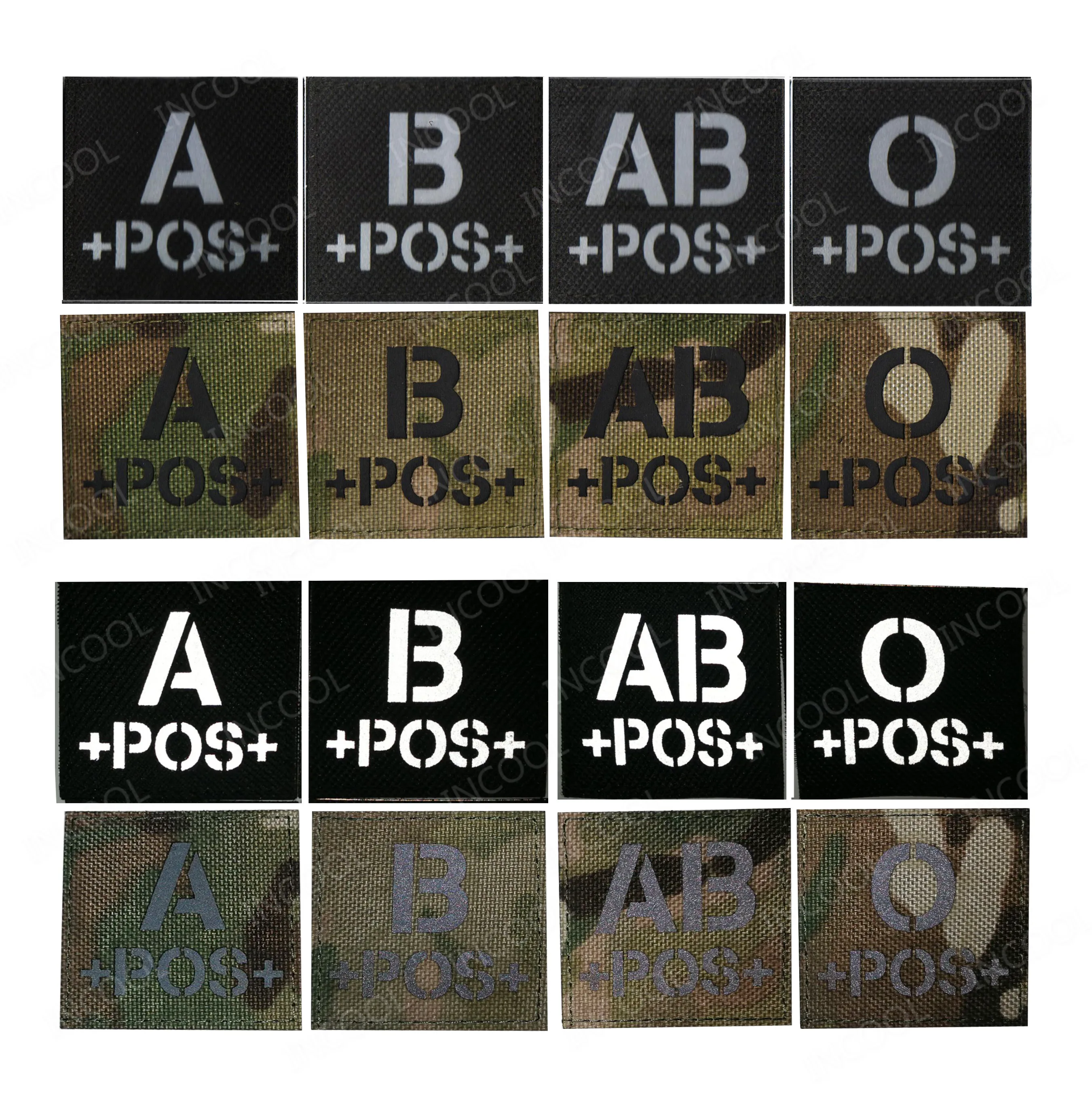 Blood Type A B AB O Positive POS NKDA Infrared IR Reflective Patches Armband Decorative Patch For Clothing Backpack