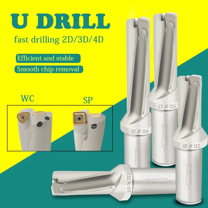 

SP Series 2D 3D 4D Depth Fast Drill Indexable Drill Bites Insert Tool Machinery 13mm-40mm SPGT SPMG Inserts Lathes CNC Water