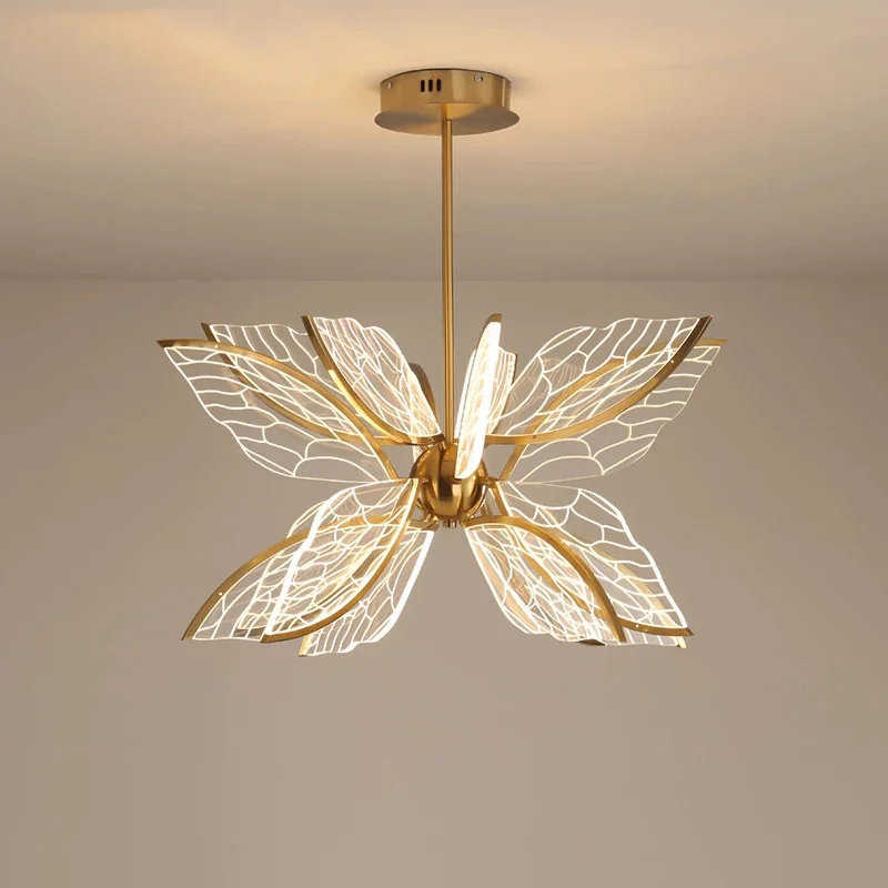 Modern LED Butterfly Pendant Light Bedroom Bedside Living Room Luxury Bar Lamp Decoration Hanging Light Fixture Three Colors