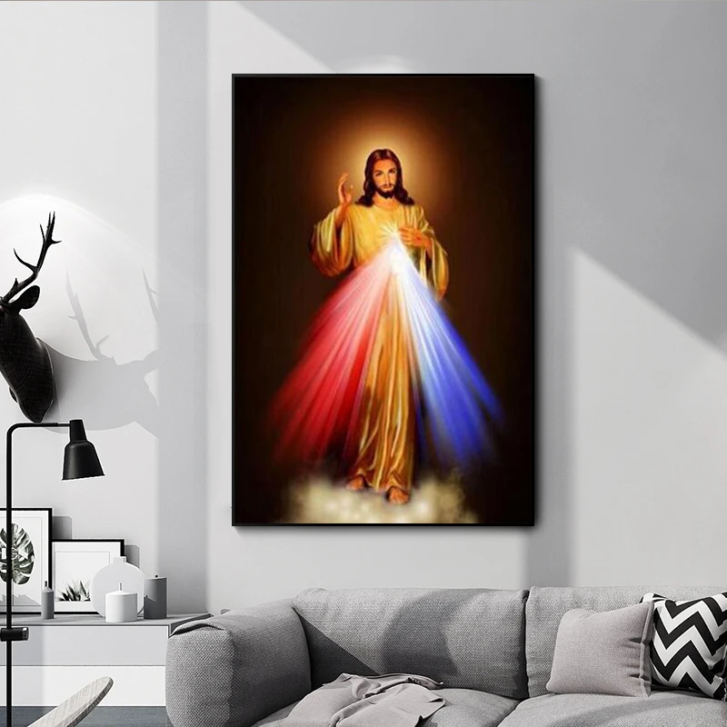 

Modern Canvas God's Mercy Jesus Christian Art Canvas Oil Painting Poster Print Mural Picture For Living Room Home Decoration