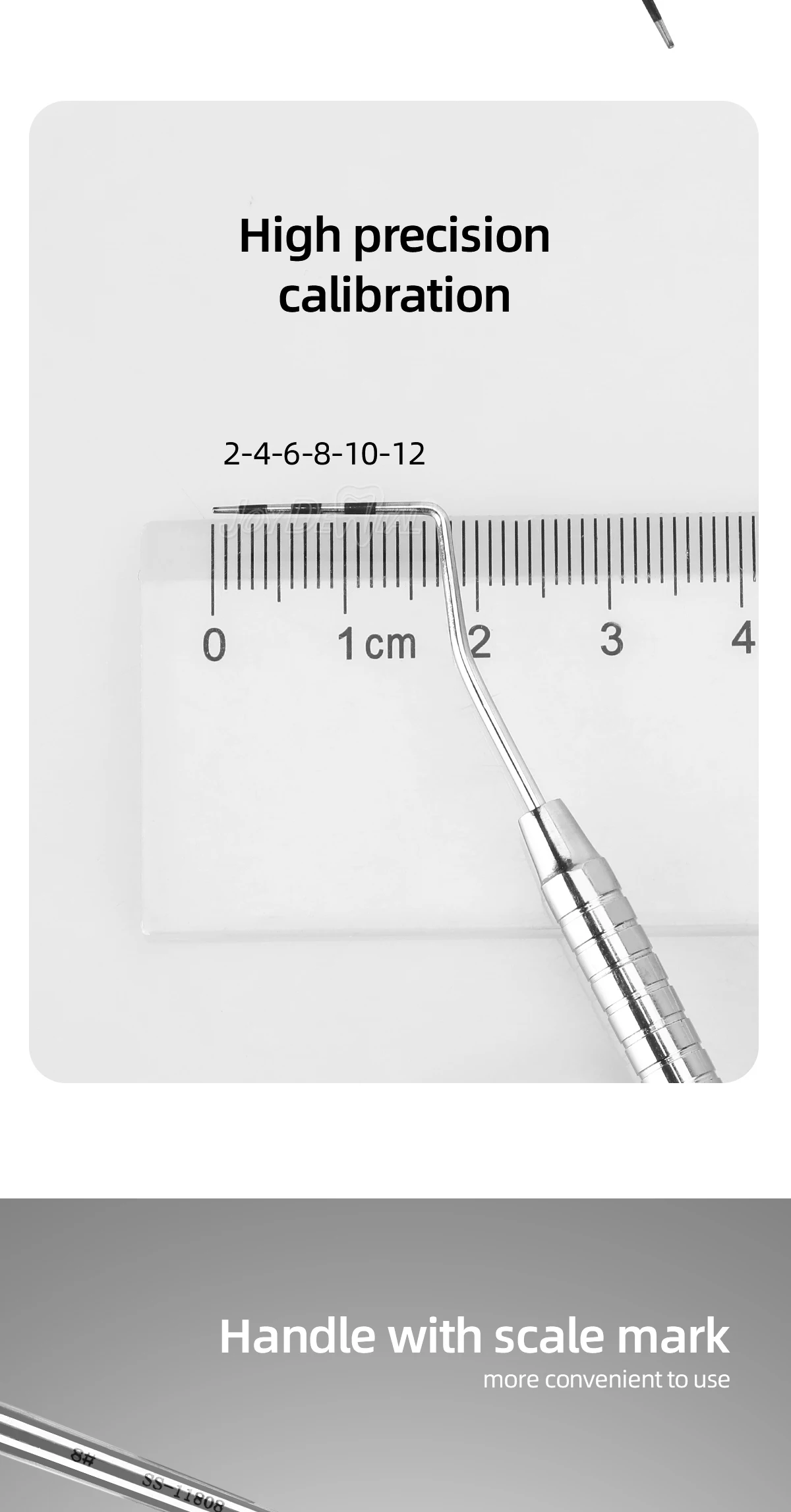 1PC Dental Parodontale Sonde mit Skala Edelstahl Instrument Werkzeug Endodontie Ausrüstung Sonde 1/2/3/4/5/6/7/8 # Länge 16 cm – Detail 5