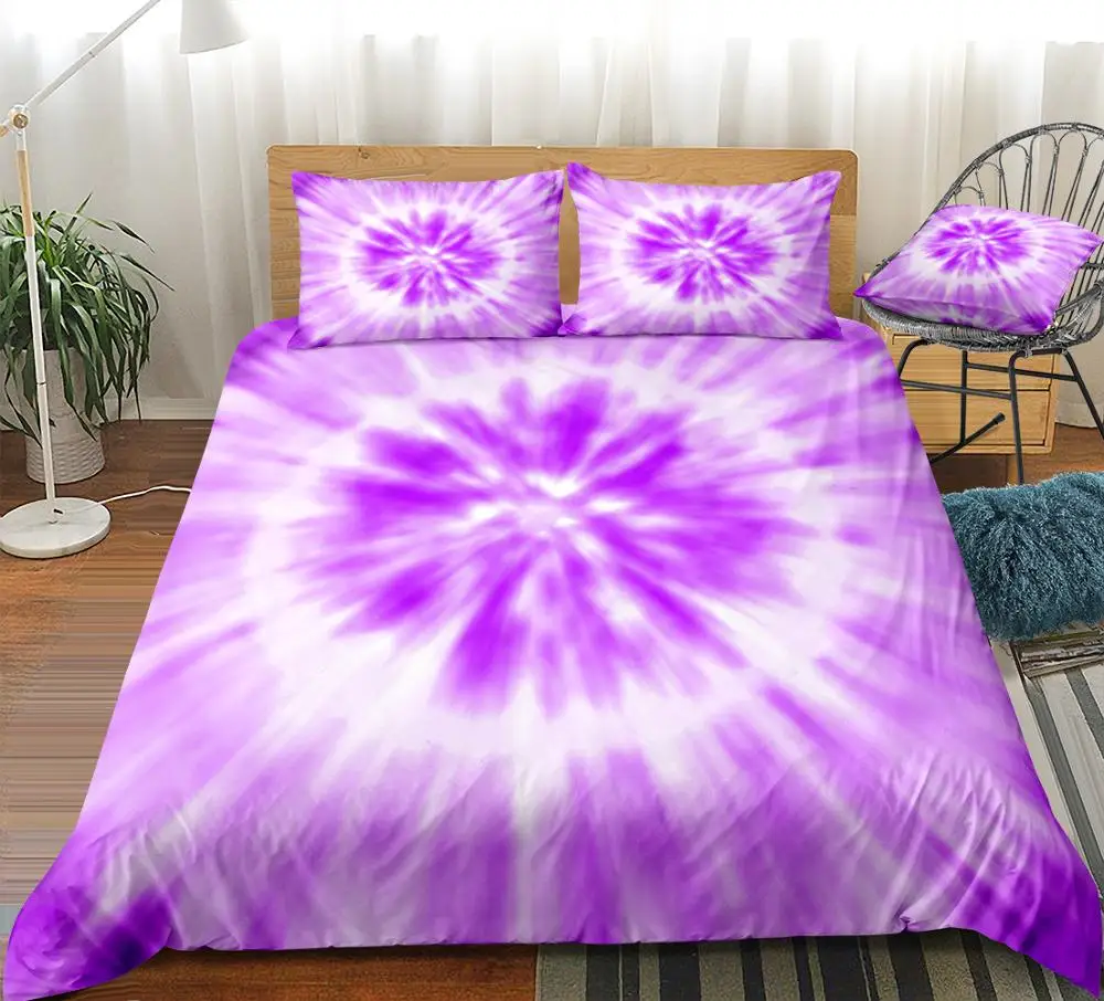 Tie Dye Bedding Set Rainbow Tie Dyed Duvet Cover Set Boho Hippie Bed Linen Bedspread Boys Girls Home Textile Microfiber Beds Set