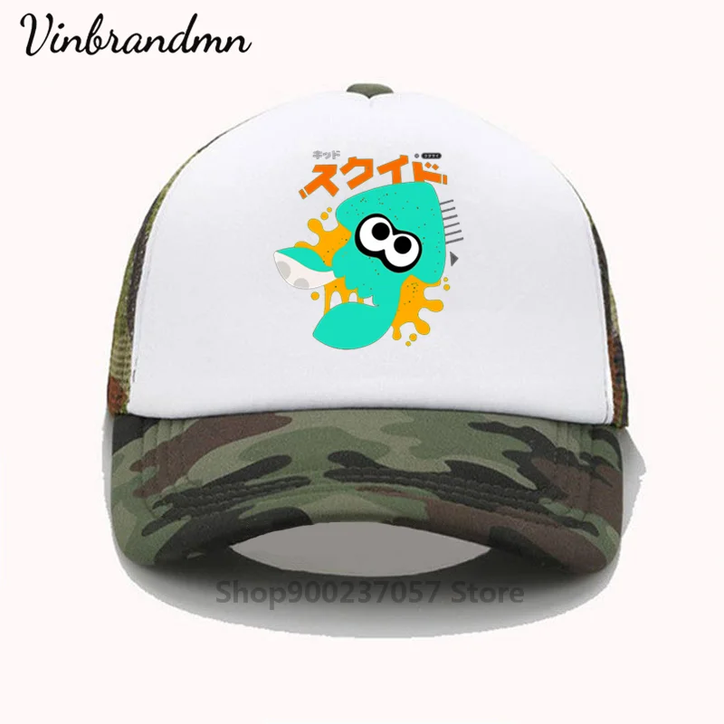 Fashion hat SQUID KAWAII BLUE SPLATOON Printing baseball cap Men women Summer Trend Cap 2021 New sun hat hip hop hat Beach Visor image 3