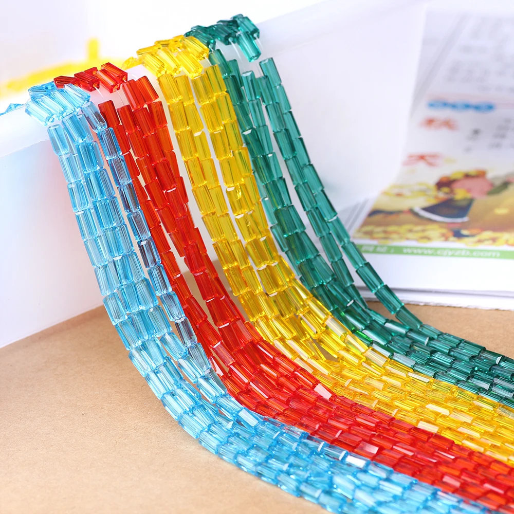 Crystal Glass Rectangle Beads 2x4/3x6/4x8mm Long Square DIY Beaded Crafts Material for Jewelry Bracelets Wholesale
