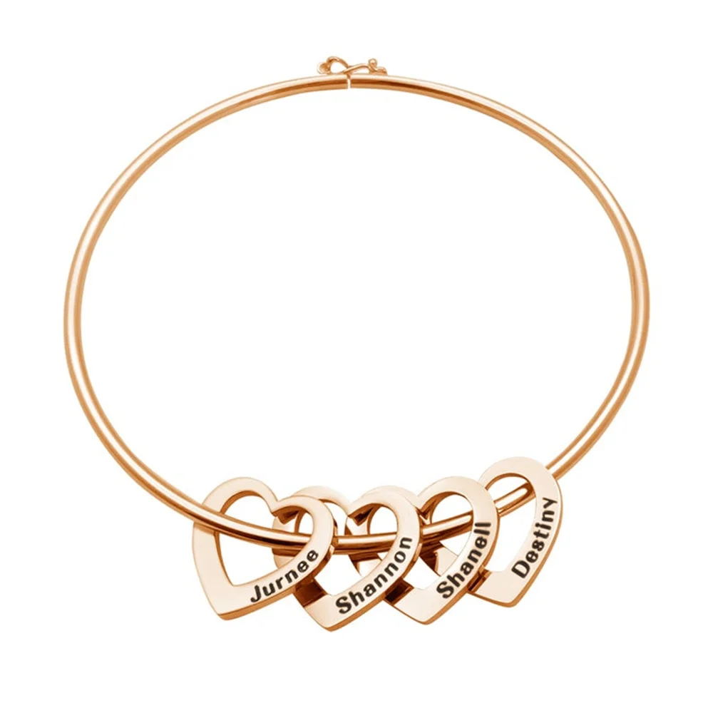 Bracelet personnalisé en acier inoxydable avec nom pour femme, pendentif d\'amour, cadeau de bijoux, mode