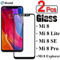 2Pcs Protective Glass On The For Xiaomi Mi 8 SE Lite Tempered Glass For Mi 8 Pro Full Cover Screen Protector For Mi 8 Explorer