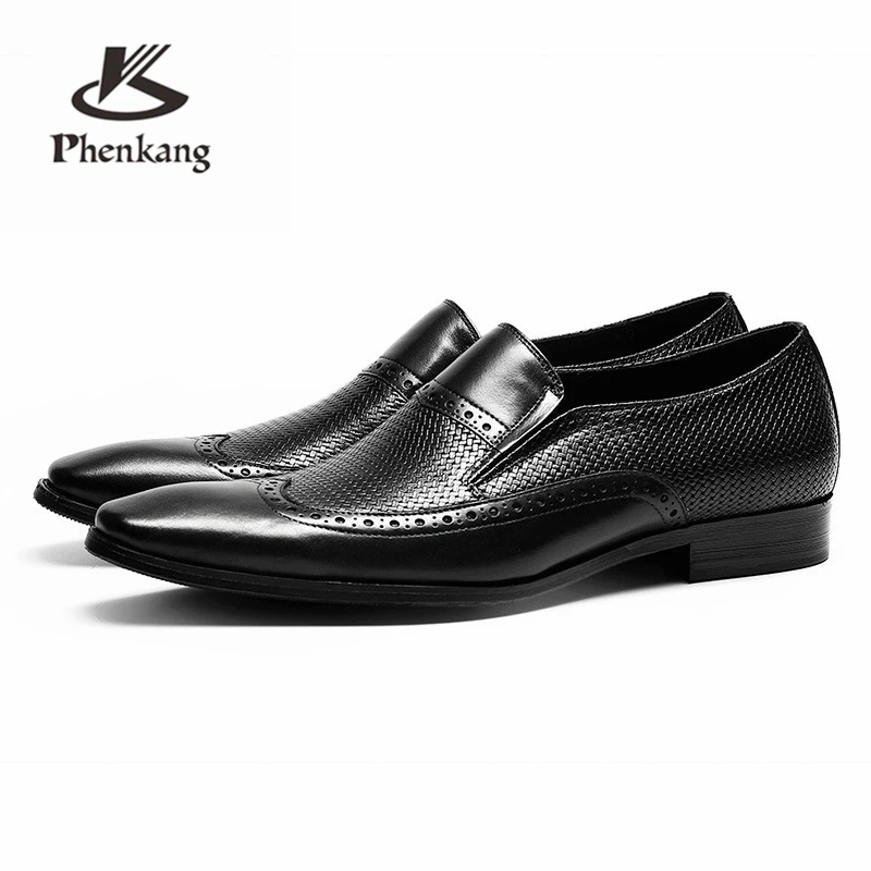 

Мужские туфли-броги из натуральной кожи, деловые модельные банкетные туфли, мужские брендовые свадебные туфли-оксфорды Bullock для мужчин, весна