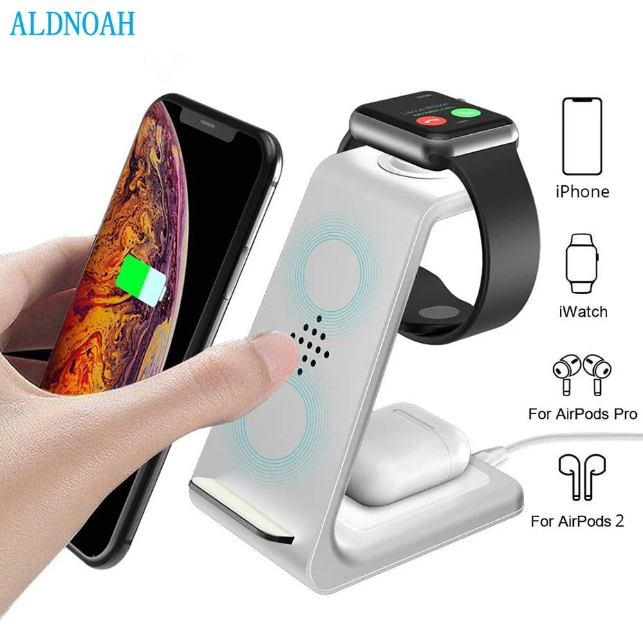 

3 in 1 15W Fast Wireless Charger for iPhone 12 11 XS 8 Samsung S21 S20 Phone Holder for iWatch 6 for Airpods Pro Dock Charger