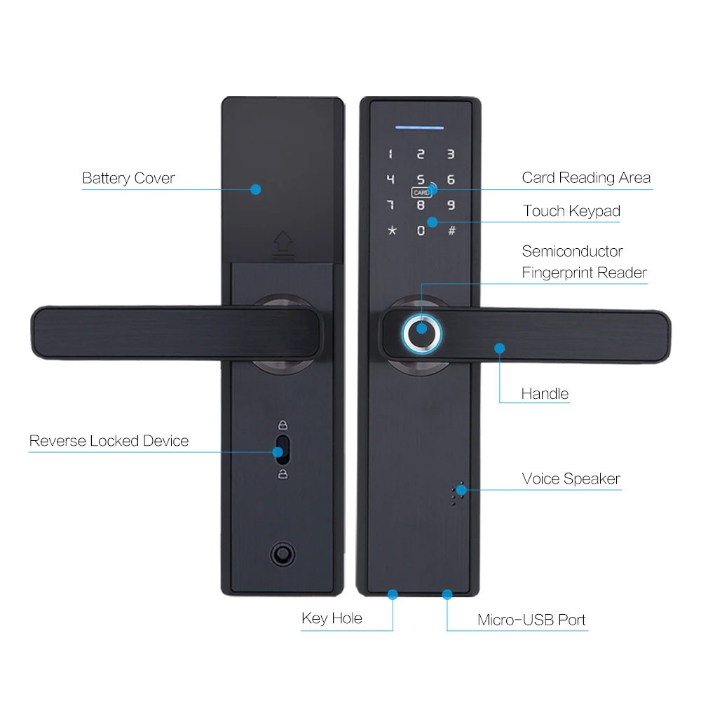 WIFI App Electronic Door Lock, Intelligent Biometric Door Locks Fingerprint, smart wifi Digital Keyless Door Lock