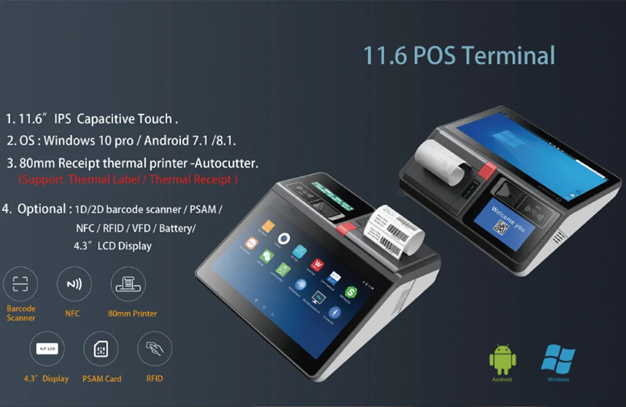 Imagem -06 - Retail Touch Cash Register Tudo em um Terminal Pos Impressora Térmica Código de Digitalização Windows Android Tudo em um 116