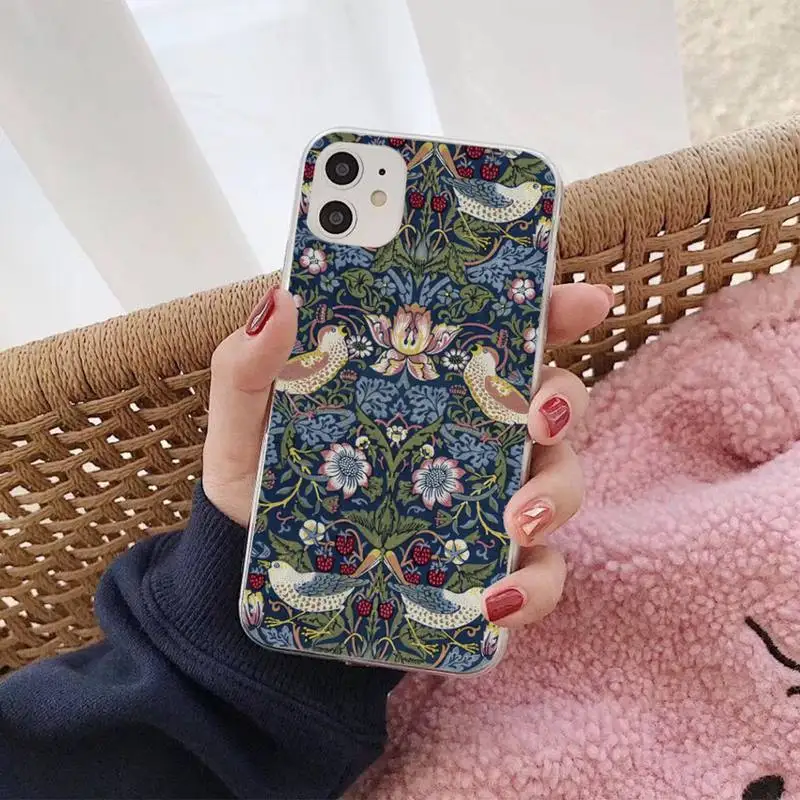 MaiYaCa William Morris Strawberry Thief Design Phone Case for iPhone 11 12 13 mini pro XS MAX 8 7 6 6S Plus X 5S SE 2020 XR case