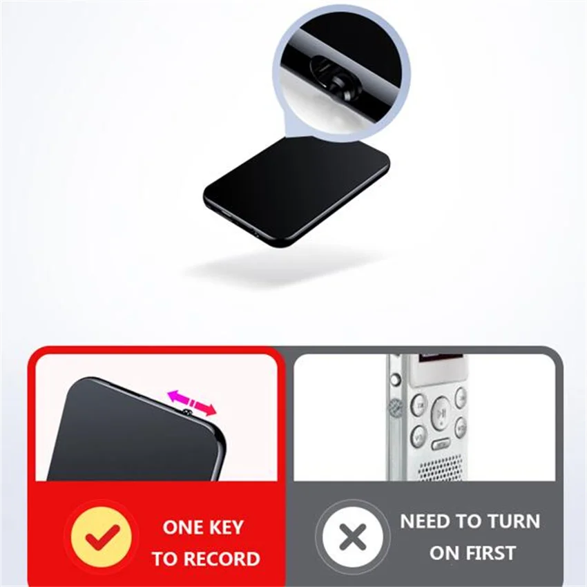 Ultra Dünne Digital Voice Recorder One Key Recording Diktiergerät Karte Shap MP3 Player Lanyard Design Audio Recorder Kleine Körper