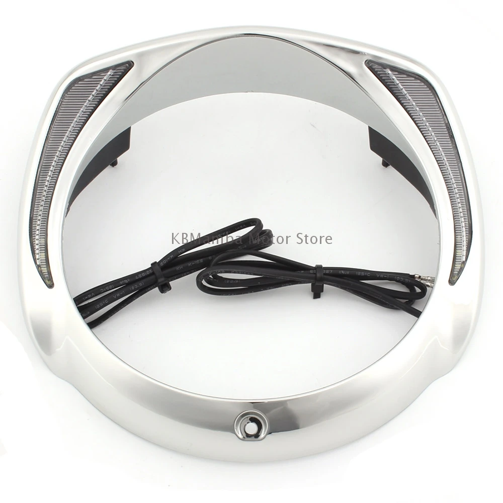 Motorcycle LED Headlight Bezel For Harley Touring Street Glide Road King Electra Tri Glide FLHR Decoration HeadLamp Accessories