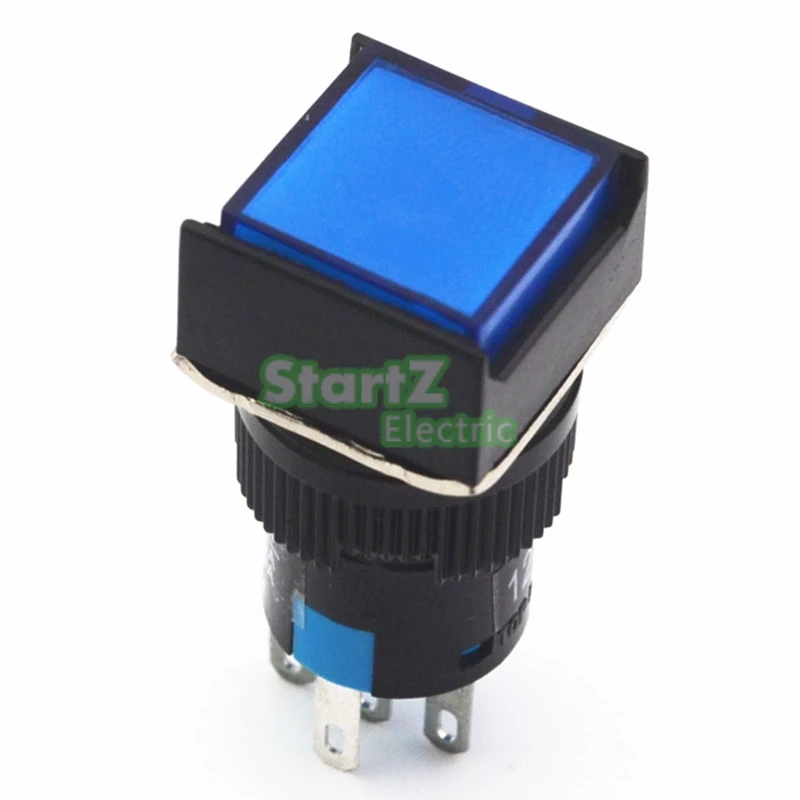 DC12V 16mm 5Pin Push Button Self-Reset Switch Square LED Light Momentary Switch DC24V AC110V AC220V