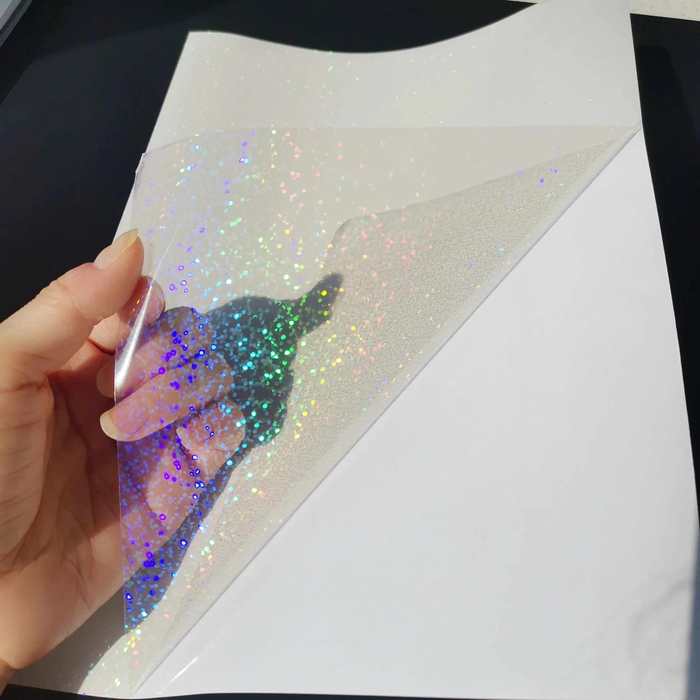 210 X 297 MM Holographic Sand Photo Adhesive Tape Back Hot Stamping On Paper 50 Sheets DIY Package Color Card