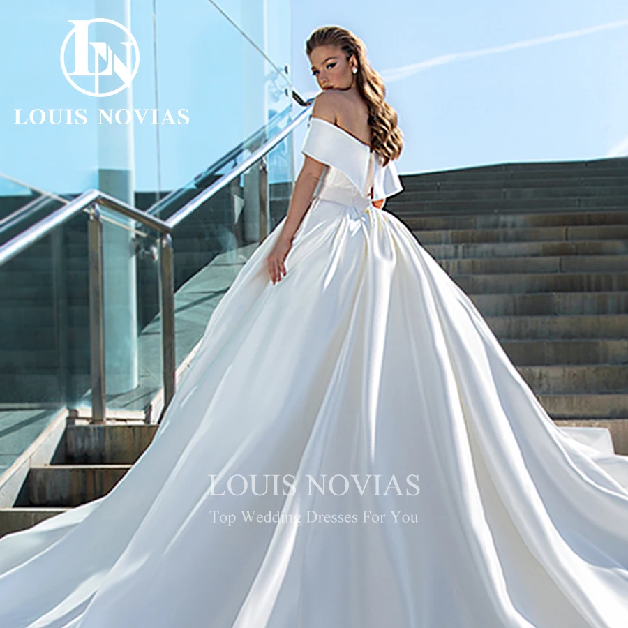 

LOUIS NOVIAS Ball Gown Wedding Dress High Quality Exquisite Satin Princess Wedding Gown Long Train Simple Vestidos De Novia