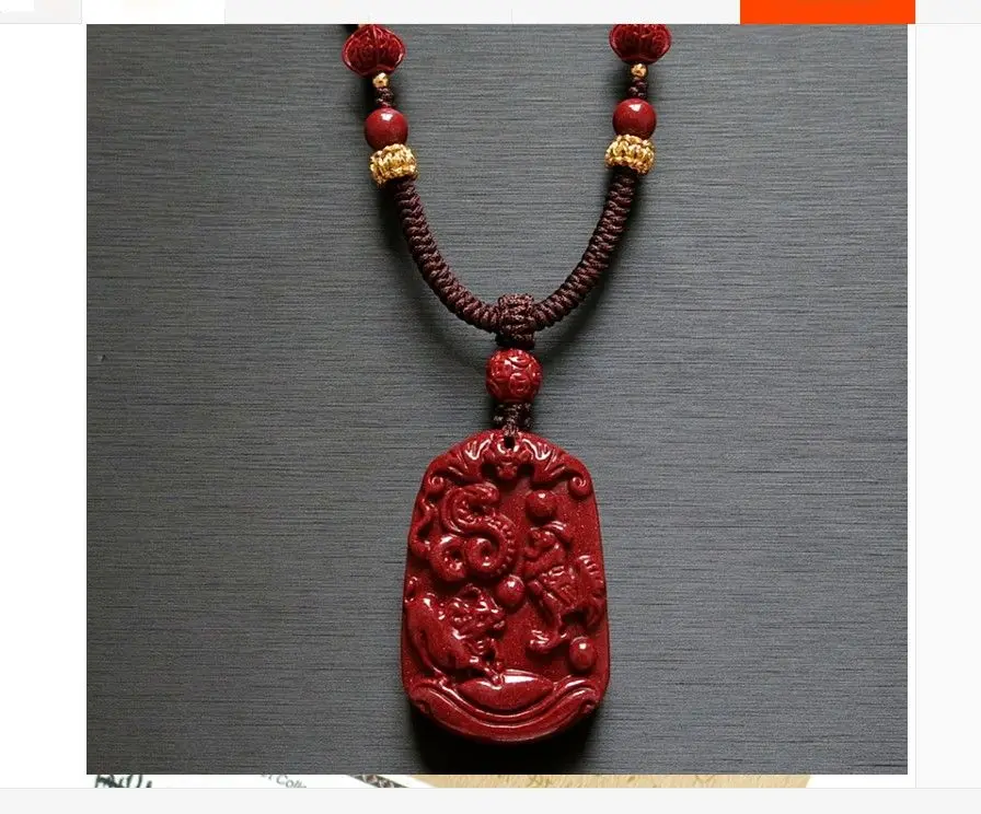 

Beautifully Churinga OX Snake Rooster Amulet Zinnober Ore Pendant Magical Hanging Chinese 12 Animal Cock Talisman