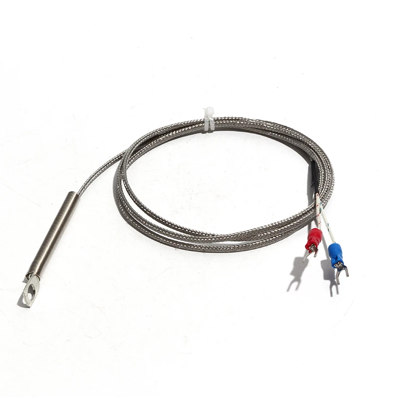 K/E Type Platinum Thermal Resistance SMD Thermocouple Round Hole Cold Pressure Nose Temperature Sensor Probe Metal Shield Wire