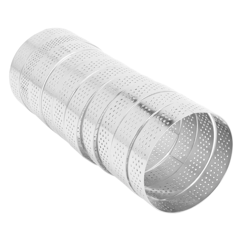 Circular Aço Inoxidável Tart Ring, Torre Pie Mold, Ferramentas De Cozimento, Bolo Perfurado, Mousse Ring,8cm, 10 Pcs