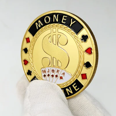 Casino Poker Chips Good Luck Gold Plated Commemorative Coin Money Machine Lucky Poker Card Guard Press Decision Souvenir