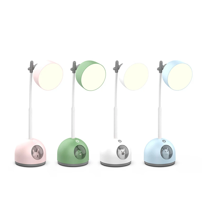 Lampada da tavolo a LED per cartoni animati lampade da tavolo per la cura degli occhi, lampada da ufficio dimmerabile con porta di ricarica USB, controllo Touch, 3 modalità di colore