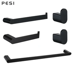 Conjunto De Hardware De Banheiro Preto, Robe Hook, Barra Do Trilho De Toalha, Prateleira, Suporte De Papel De Tecido, Suporte De Escova De Dentes, Acessórios Do Banheiro