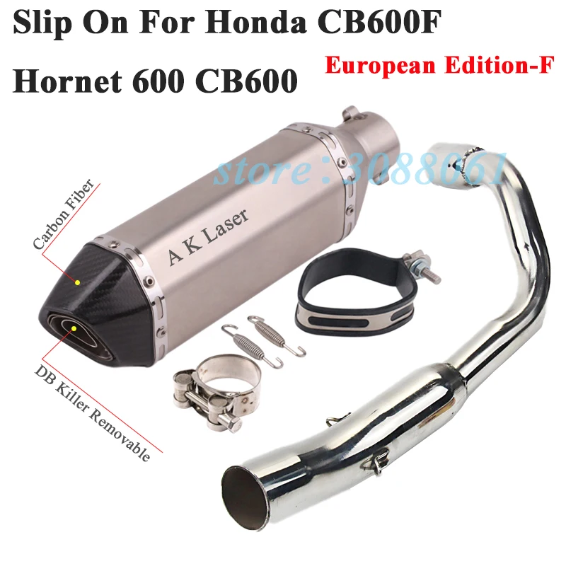 Slip On For Honda CB600F Hornet 600 CB600 Motorcycle Full Exhaust Escape Modified Middle Link Pipe Muffler DB Killer Removable