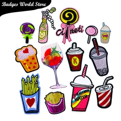 Cartoon Decorative Patch Lollipop Drink Food icon Embroidered Applique Patches For DIY Iron on Badges Stickers on the clothes