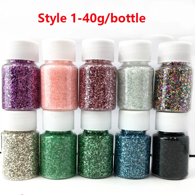 40g Fiocchi di pietra d\'oro finto Vetro metallico Glitter Resina epossidica Stampo Art Decor Materiale da otturazione Per resina fai da te Art