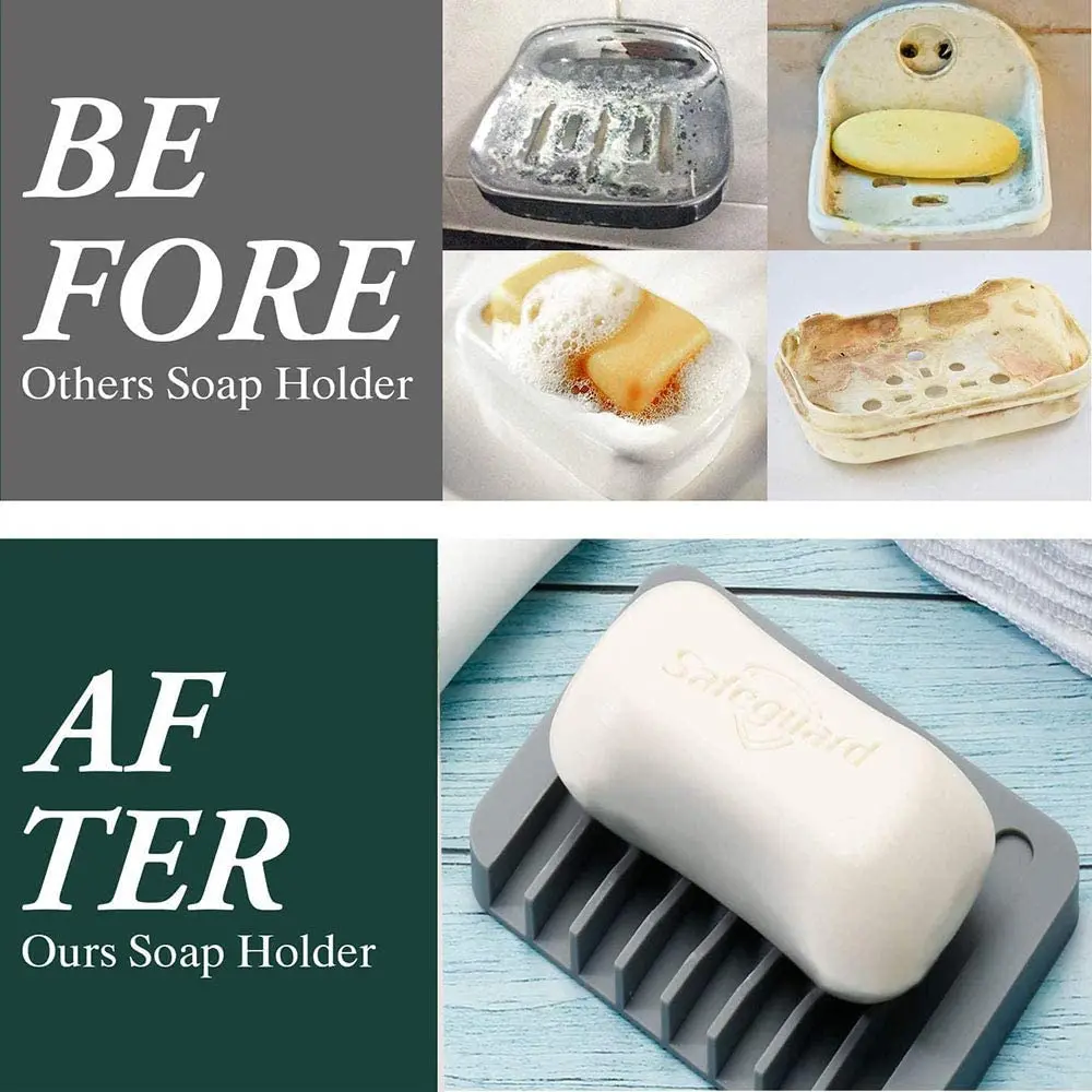 Soap Dishes Silicone Soap Holder For Shower Bathroom Kitchen Soap Dish Bathroom Supplies Tray Soft Box Soapbox Home Plate Holder