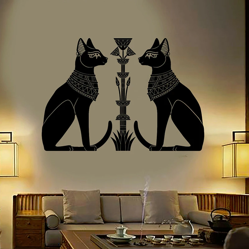 Vinyl Wall Decal Egyptian Cats Bastet Ancient Egypt God Wall Stickers  for Home Living Room Bedroom Decoration Stickers C032