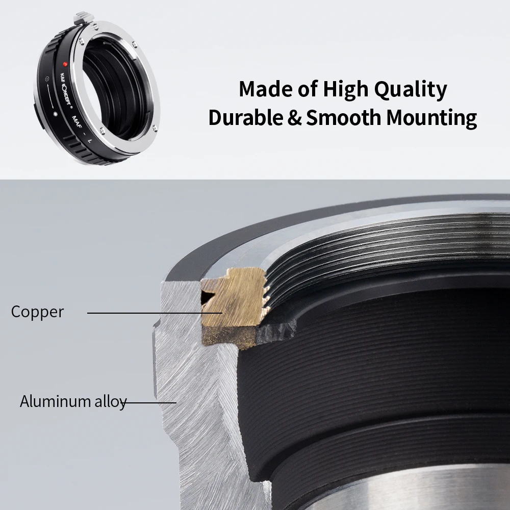 K&F Concept MAF-L Lens Adapter Ring for Sony Alpha A Mount Minolta AF Lens to Sigma Leica Panasonic L Mount Camera Body - Image 3