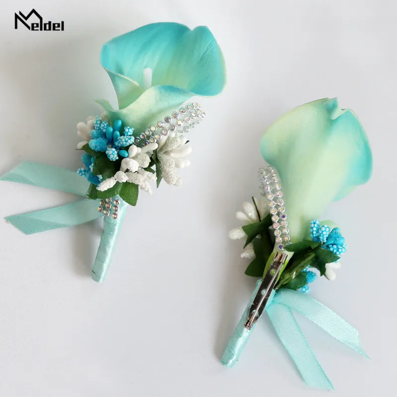 Meldel-ramillete de boda para hombre, alfiler de boda, flor de dama de honor, lirio, ojal