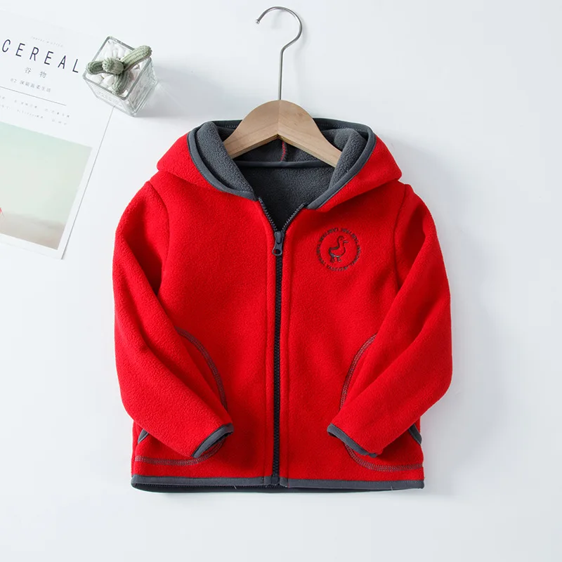 

Spring Autumn New Childrens Jacket Coats Boys Girls Polar Fleece Kids Fashion Outerwear Hooded Stand Collar 2 Styles Promotion