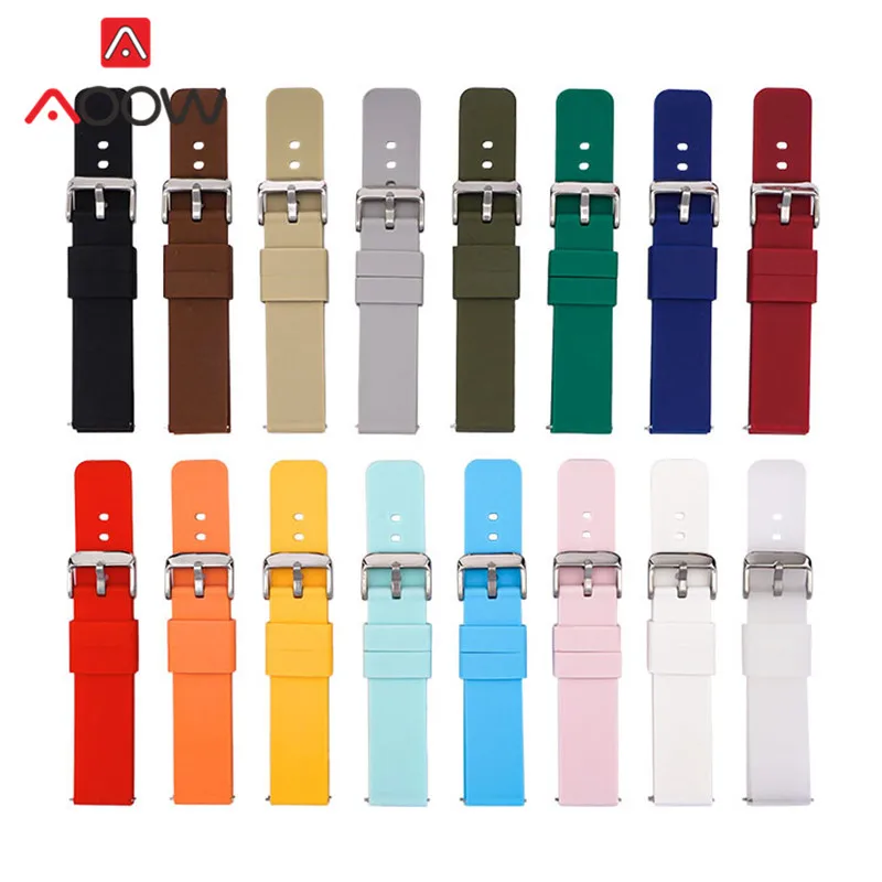 12/14/16/18/20/22/24mm Sport Silicone Strap Universal Colorful Quick Release Waterproof Men Women Replacement Watchband Bracelet