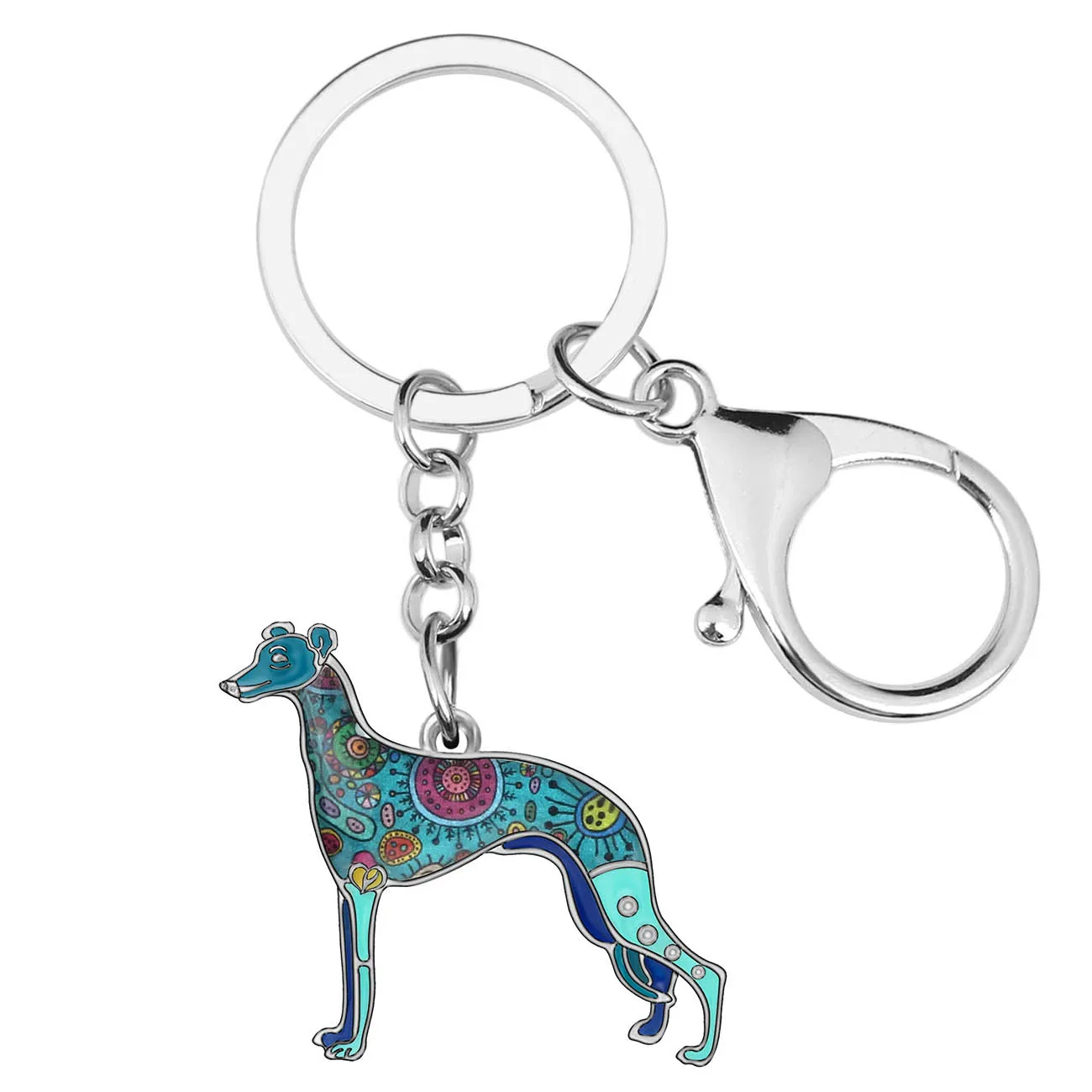 Weveni Enamel Metal Whippet Dog Key Chains Anime Animal Key Rings Handbag Car Key Holder Jewelry For Women Girl Pet Lovers Gifts