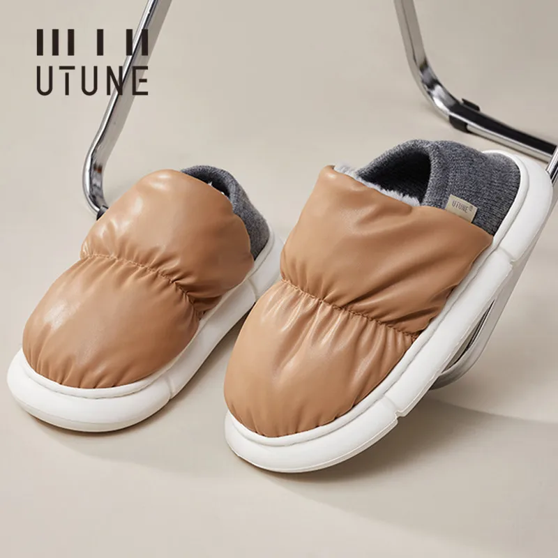 UTUNE -zapatillas para tostadas para niños, zapatos cálidos antideslizantes para exteriores, de felpa, impermeables, para interiores, suaves para caminar fácilmente