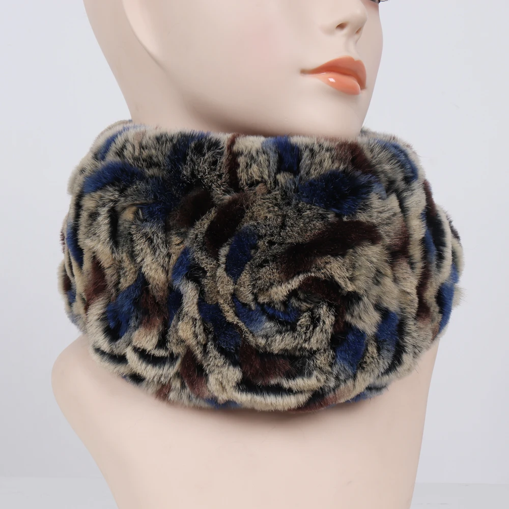 100% Natural Rex Rabbit Fur Women Scarves Winter Warm Knitted Elastic Real Fur Ring Scarf Lady High Quality Real Fur Headband