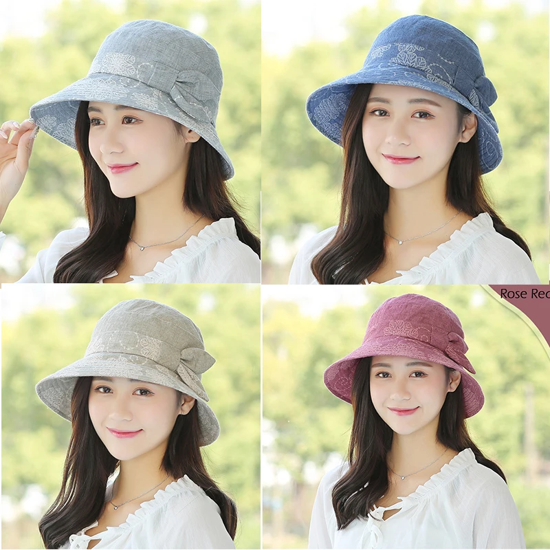 

K123 Summer Hat Panama For Women Visor Sun Protection UV Bucket Hat Beach Panama Women Bucket Hat Jean Hat Collapsible Cap