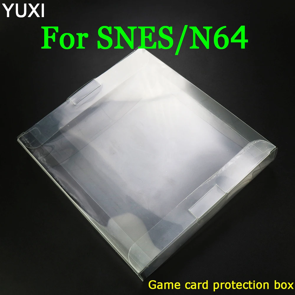 YUXI Clear transparent for SNES For N64 Game box Protector Case CIB games plastic PET Protector for Nintendo game boxes